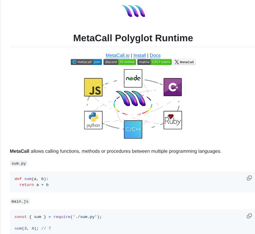Metacall Core screenshot