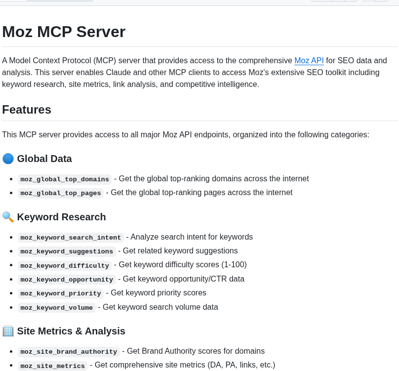 Metehan777 Moz Mcp screenshot