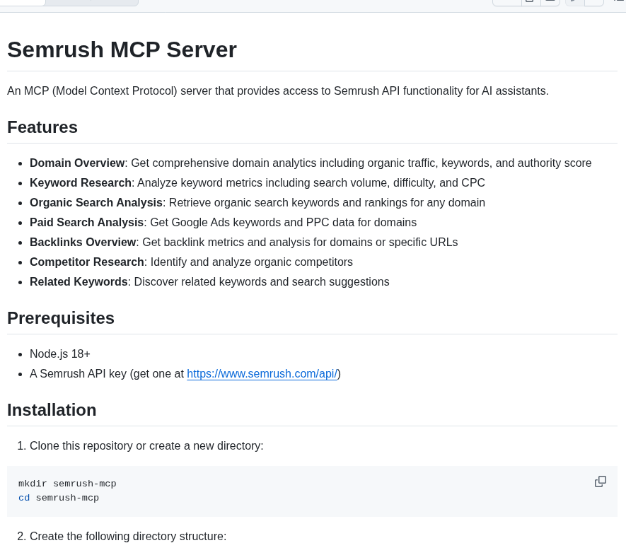 Metehan777 Semrush Mcp screenshot