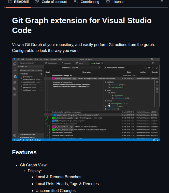 Mhutchie Vscode Git Graph screenshot