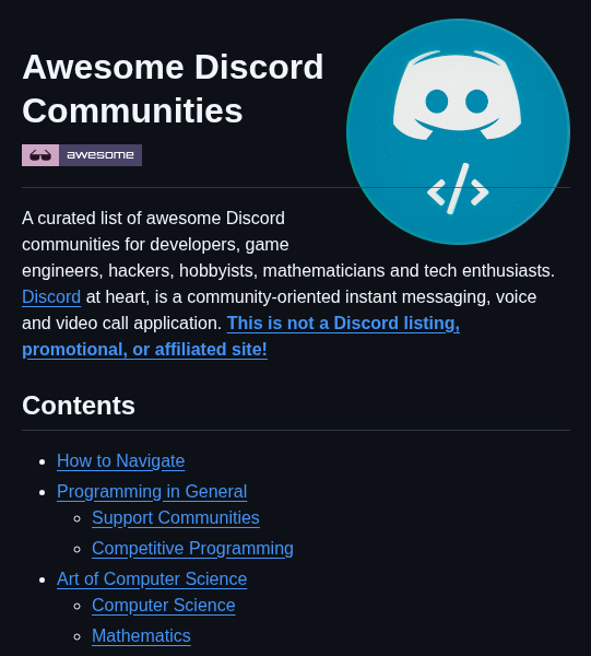 Mhxion Awesome Discord Communities screenshot