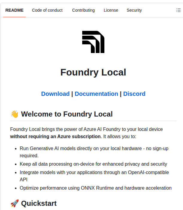 Microsoft Foundry Local screenshot