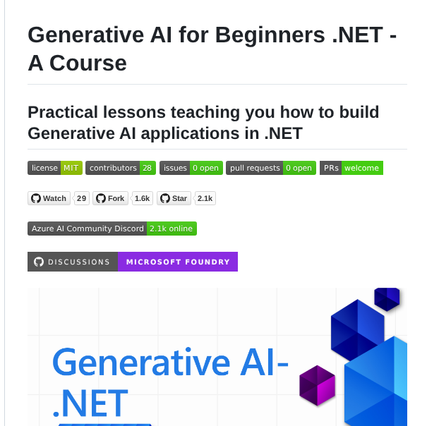 Microsoft Generative Ai For Beginners Dotnet screenshot