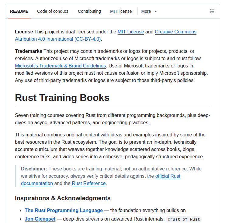 Microsoft Rusttraining screenshot