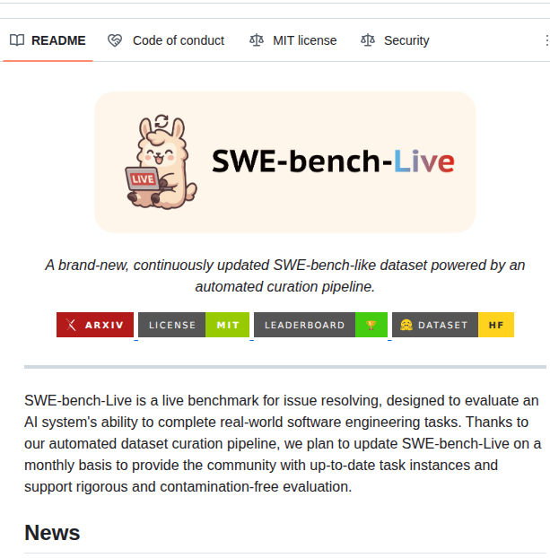 Microsoft Swe Bench Live screenshot