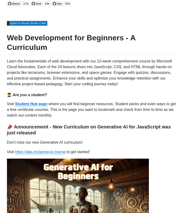 Microsoft Web Dev For Beginners screenshot