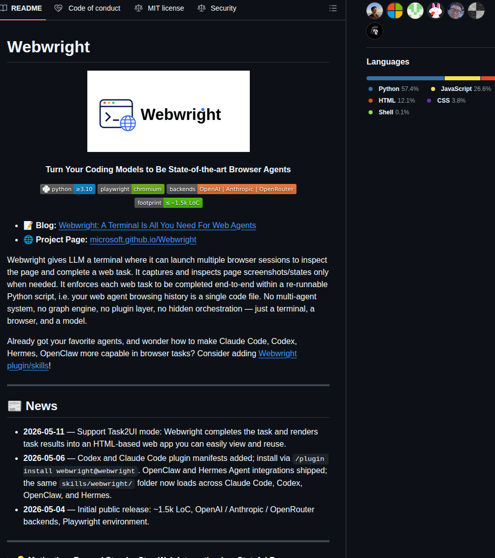 Microsoft Webwright screenshot