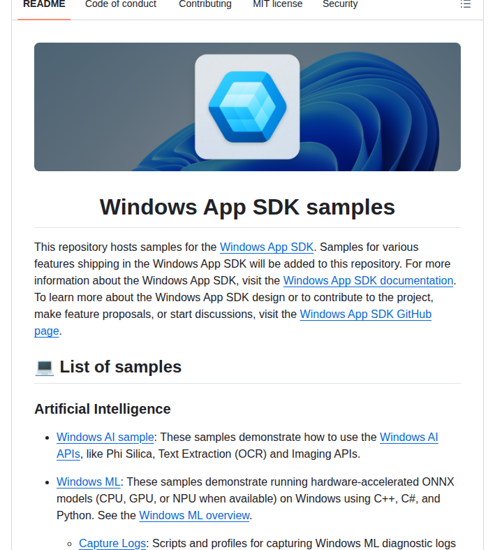 Microsoft Windowsappsdk Samples screenshot