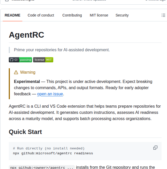 Microsoft Agentrc screenshot