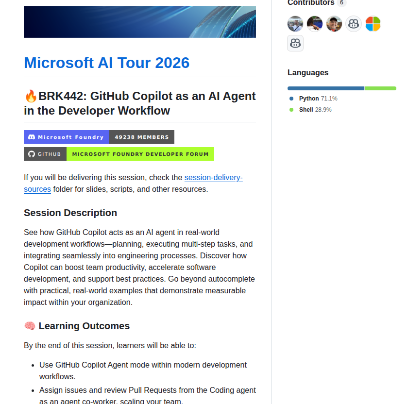 Microsoft Aitour26 Brk442 Github Copilot As An Ai Agent In The Developer Workflow screenshot