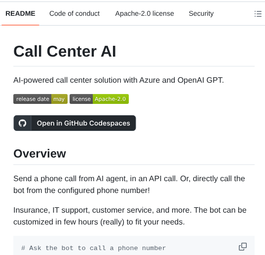 Microsoft Call Center Ai screenshot