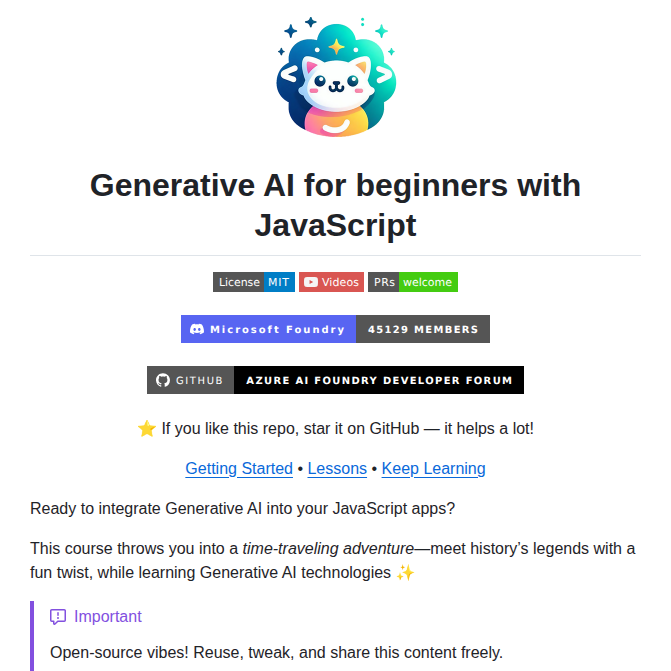 Microsoft Generative Ai With Javascript screenshot