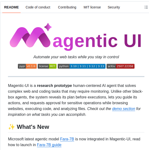 Microsoft Magentic Ui screenshot