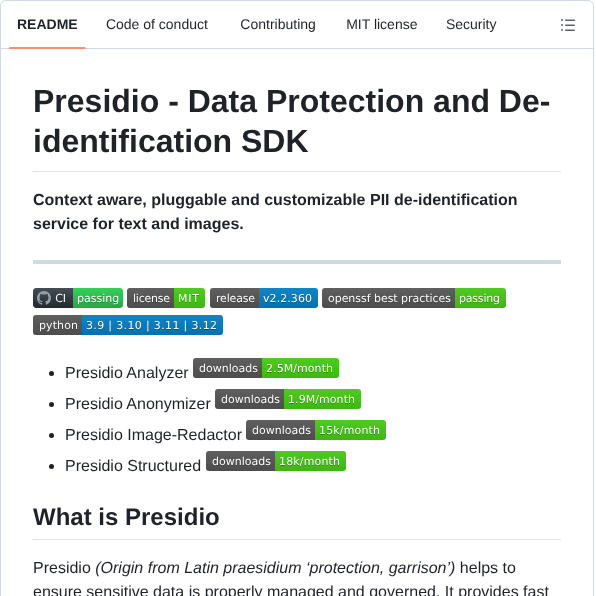 Microsoft Presidio screenshot
