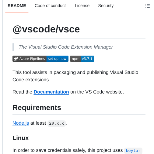 Microsoft Vscode Vsce screenshot