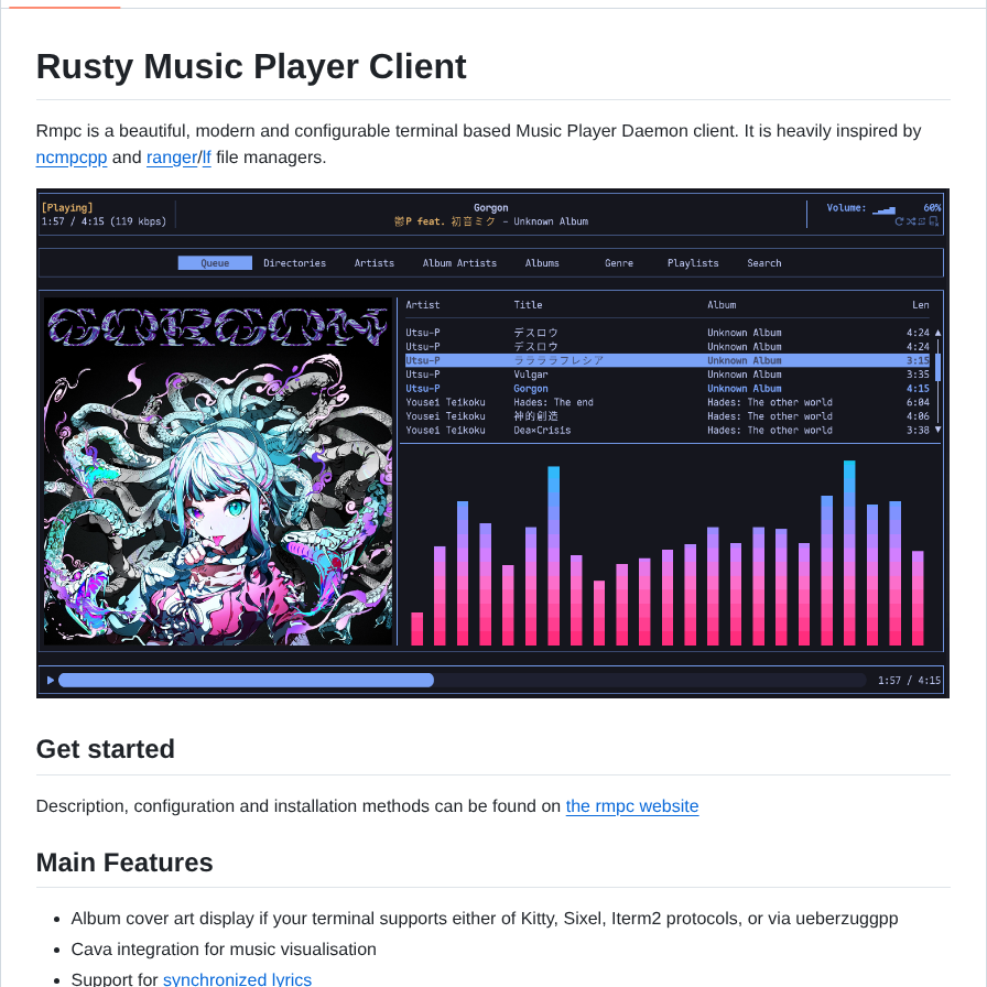 Mierak Rmpc screenshot