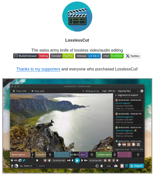 Mifi Lossless Cut screenshot
