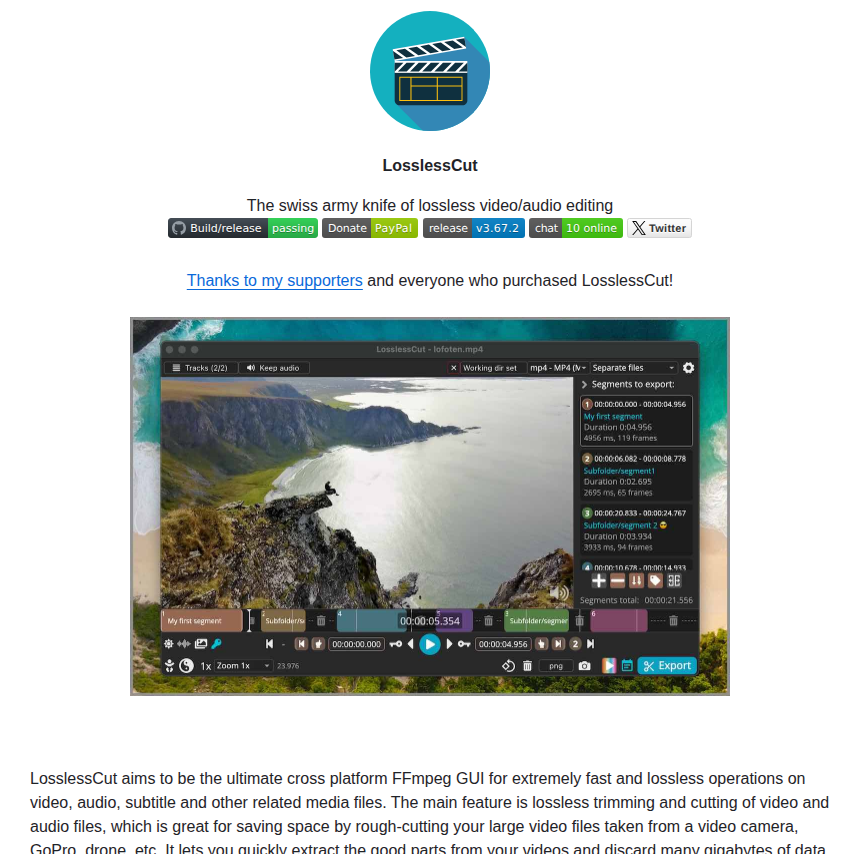 Mifi Lossless Cut screenshot
