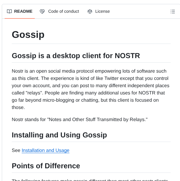 Mikedilger Gossip screenshot