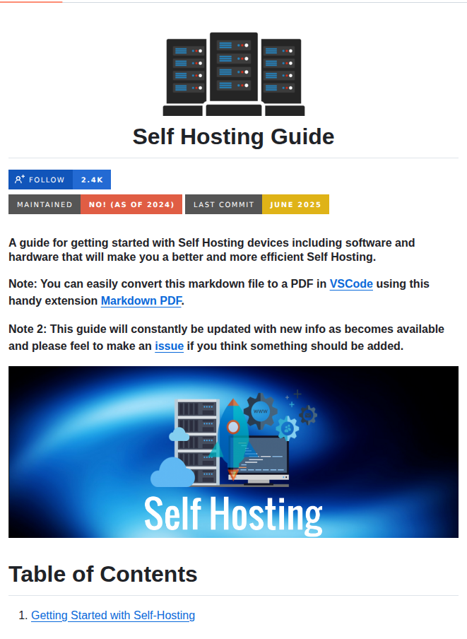 Mikeroyal Self Hosting Guide screenshot