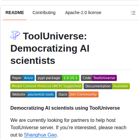 Mims Harvard Tooluniverse screenshot