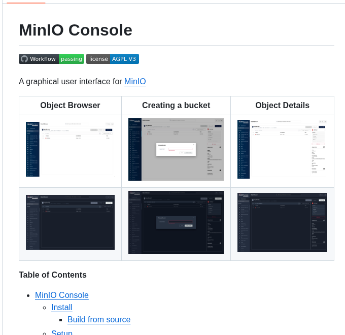 Minio Object Browser screenshot