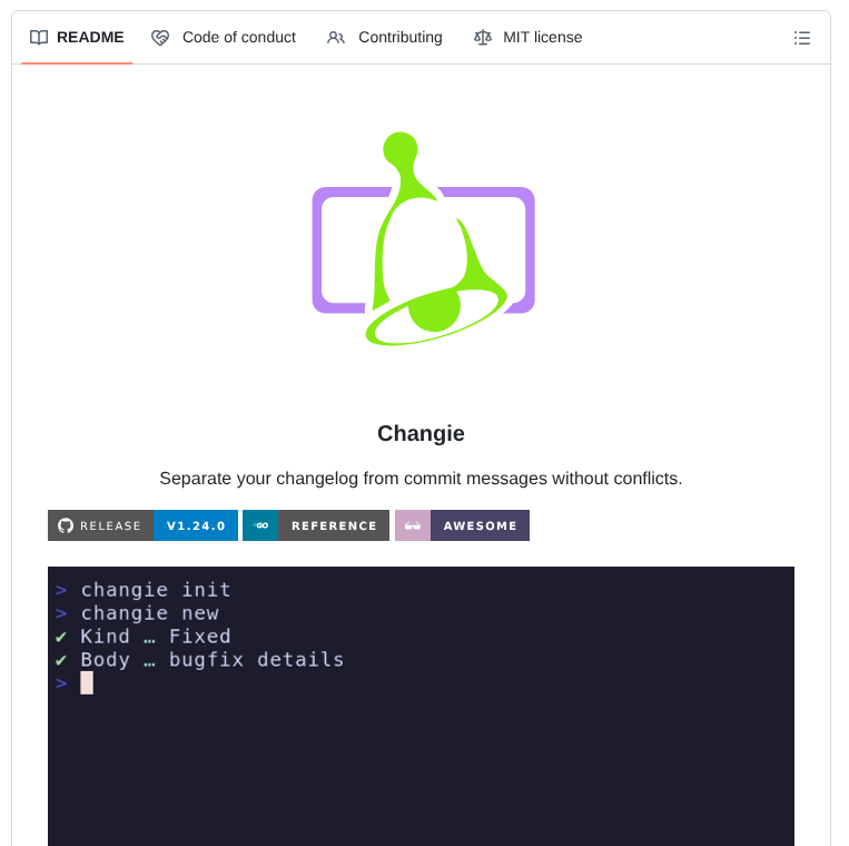 Miniscruff Changie screenshot