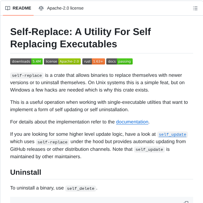 Mitsuhiko Self Replace screenshot