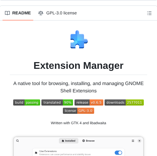 Mjakeman Extension Manager screenshot