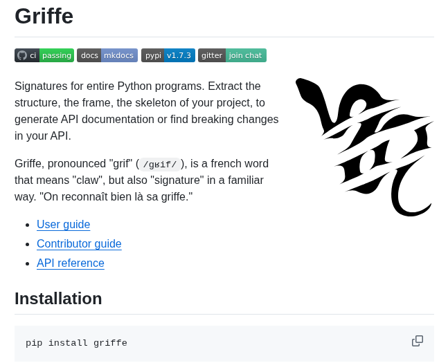 Mkdocstrings Griffe screenshot