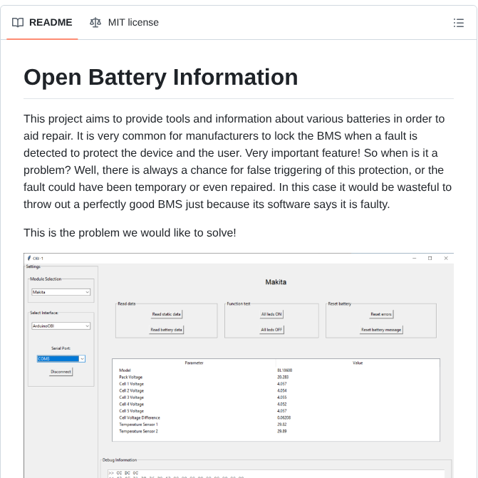 Mnh Jansson Open Battery Information screenshot
