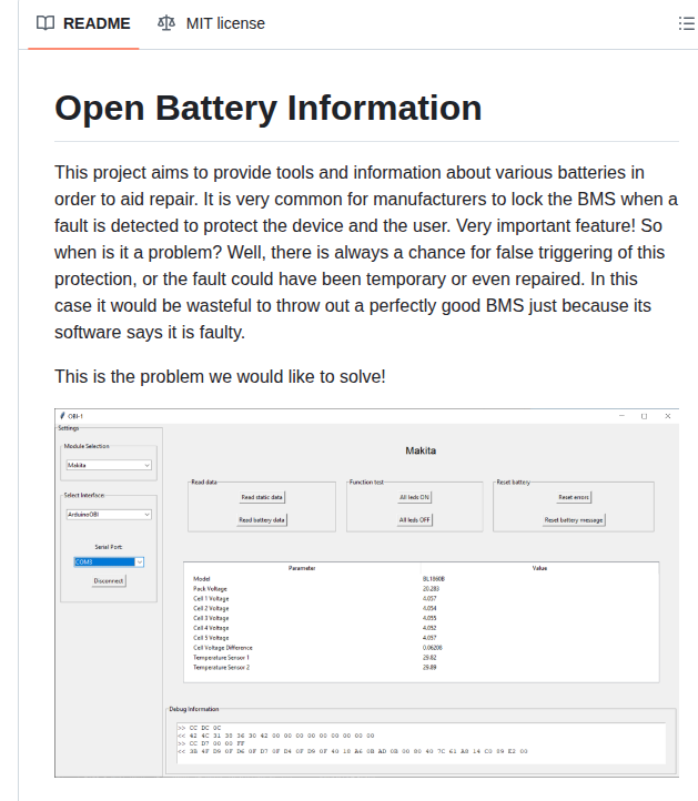 Mnh Jansson Open Battery Information screenshot