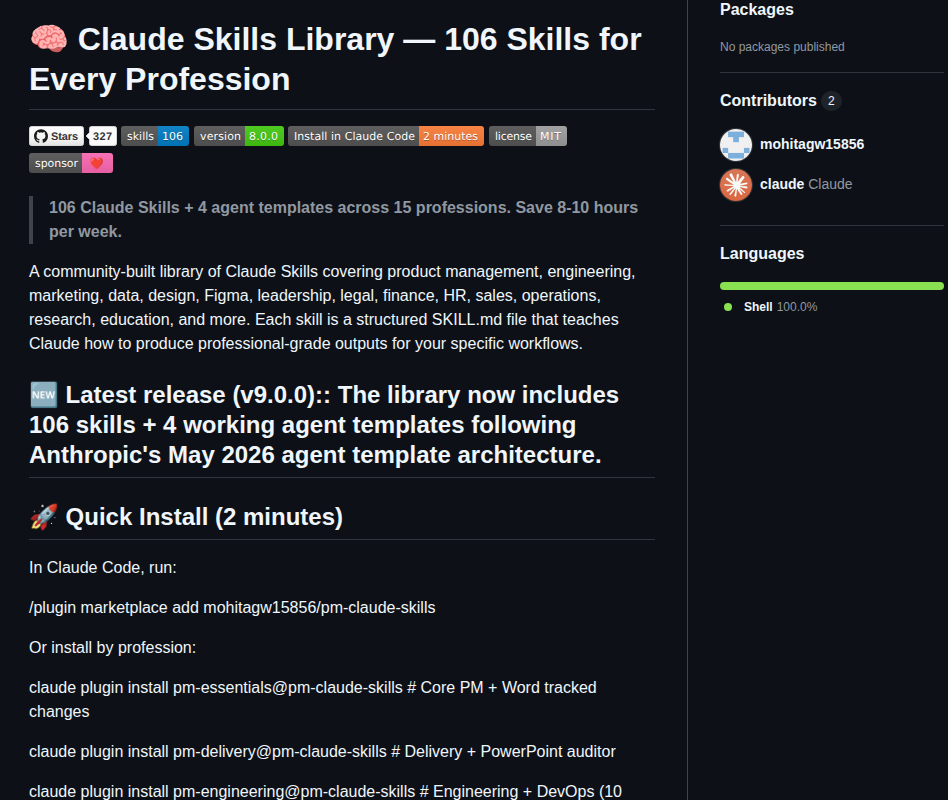 Mohitagw15856 Pm Claude Skills screenshot