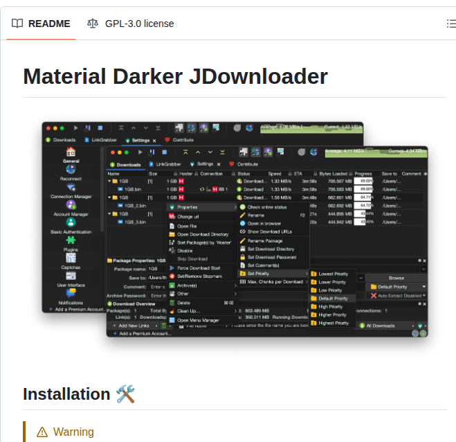 Moktavizen Material Darker Jdownloader screenshot