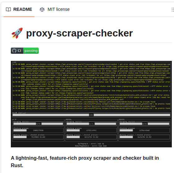 Monosans Proxy Scraper Checker screenshot