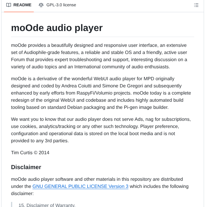 Moode Player Moode screenshot