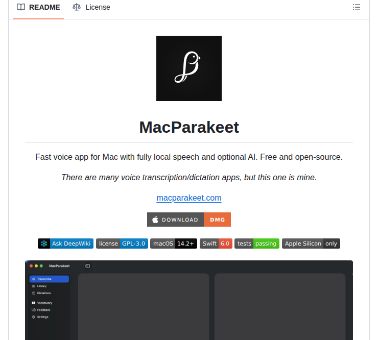 Moona3k Macparakeet screenshot