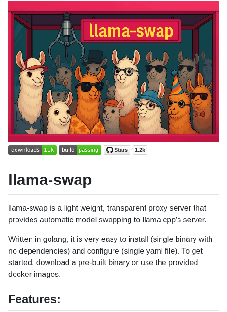 Mostlygeek Llama Swap screenshot