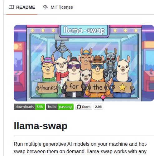 Mostlygeek Llama Swap screenshot