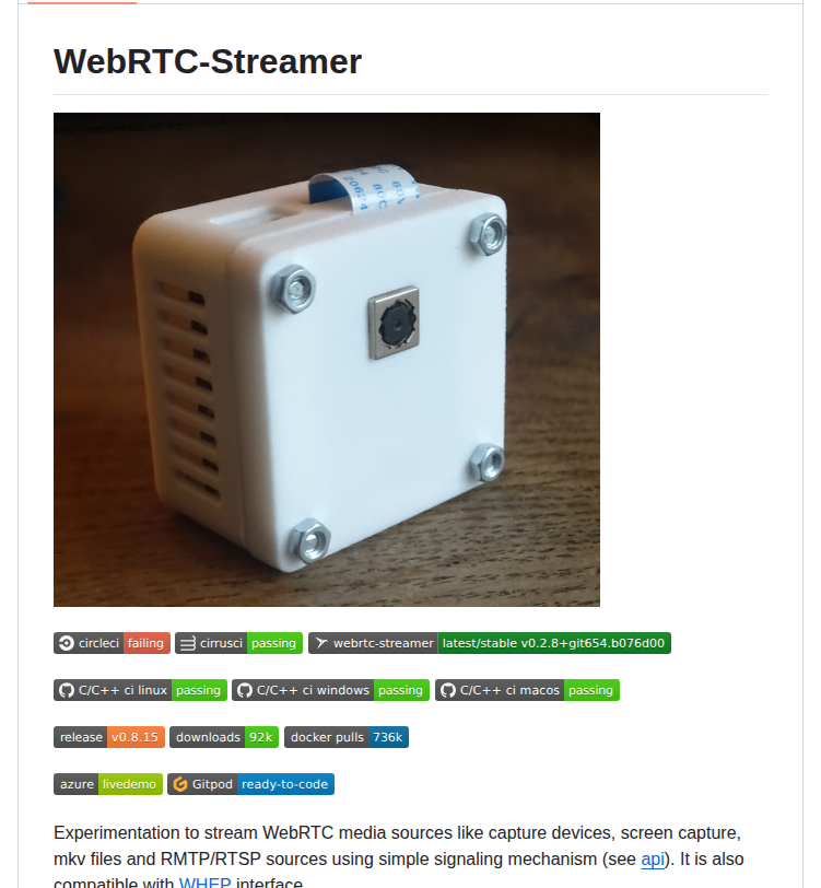 Mpromonet Webrtc Streamer screenshot