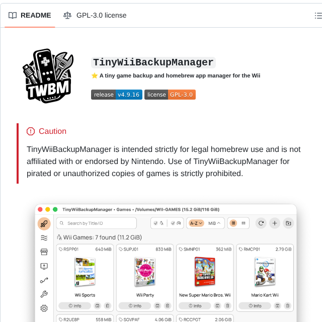 Mq1 Tinywiibackupmanager screenshot