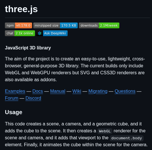Mrdoob Three.js screenshot