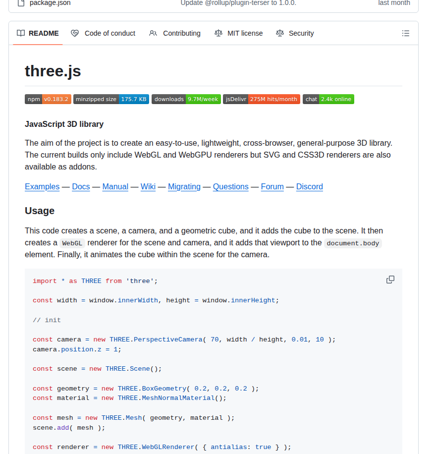 Mrdoob Three.js screenshot