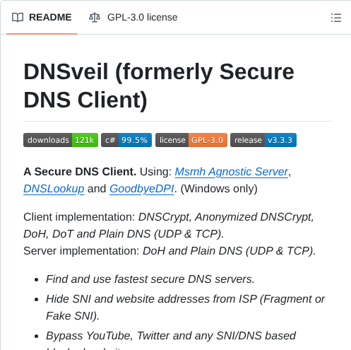 Msasanmh Dnsveil screenshot