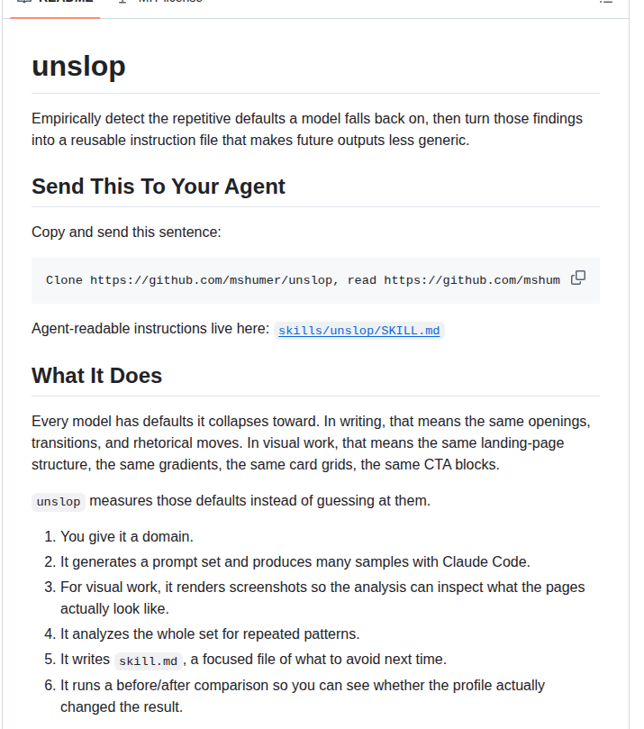 Mshumer Unslop screenshot
