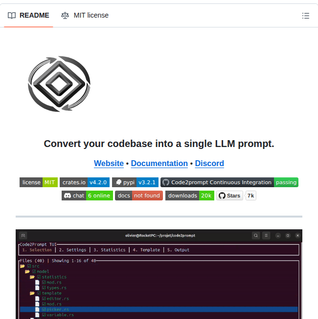 Mufeedvh Code2prompt screenshot