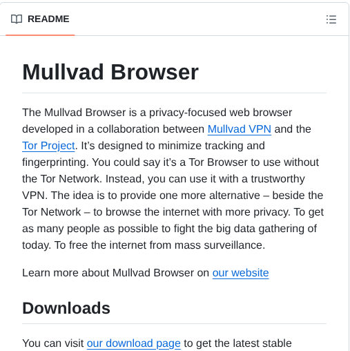 Mullvad Mullvad Browser screenshot