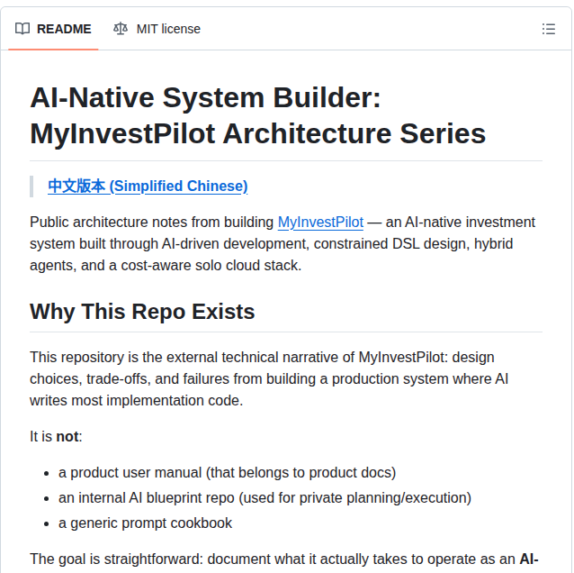 Myinvestpilot Ai Architecture screenshot
