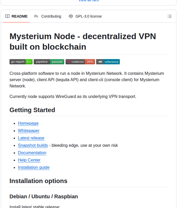 Mysteriumnetwork Node screenshot