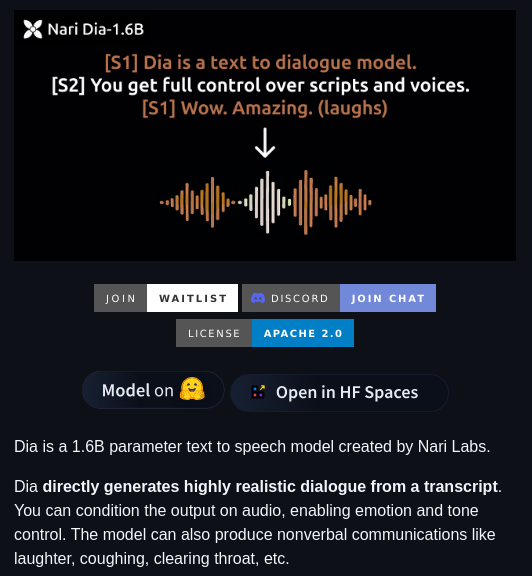Nari Labs Dia screenshot